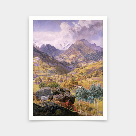 John Brett,The Val d'Aosta,mountain landscape,art prints,Vintage art,canvas wall art,famous art prints,V6212