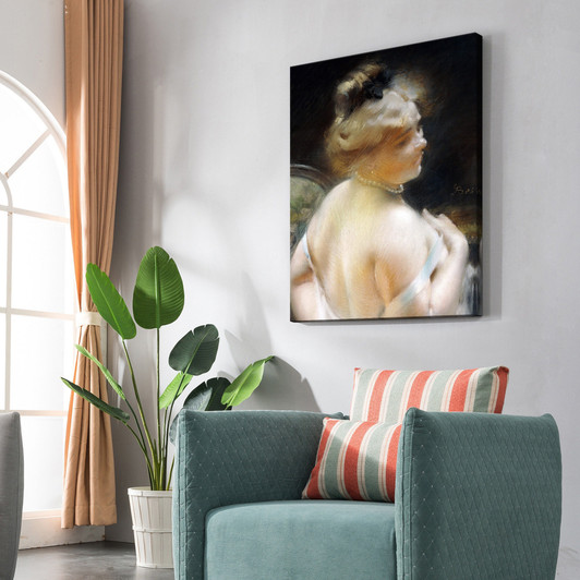 Paul Albert Besnard,Woman with a Pearl Necklace Pastel,large wall art,framed wall art,canvas wall art,large canvas,M6501