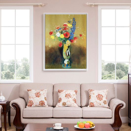 Odilon Redon,Wild Flowers In A Long-necked Vase Pastel,large wall art,framed wall art,canvas wall art,large canvas,M6452