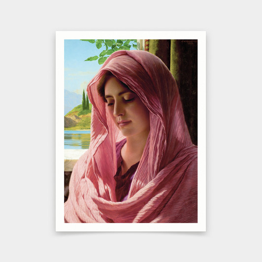 John William Godward,Pyrallis,Portrait of a beautiful girl wearing a headscarf,art prints,Vintage art,canvas wall art,famous art ,V6250