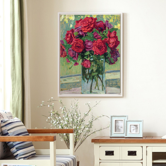Nikolay Bogdanov-Belsky,Roses,The red rose in the vase,large wall art,framed wall art,canvas wall art,large canvas,M6426