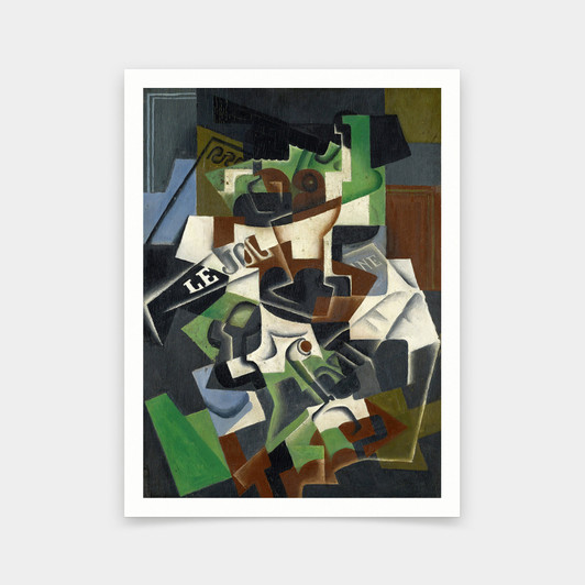 Juan Gris,Fruit Bowl, Pipe and Journal, 1917 ,Abstract art,art prints,Vintage art,canvas wall art,famous art prints,V6275