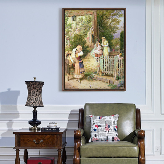 Myles Birket Foster,Wandering Minstrels Drawing,large wall art,framed wall art,canvas wall art,large canvas,M6411