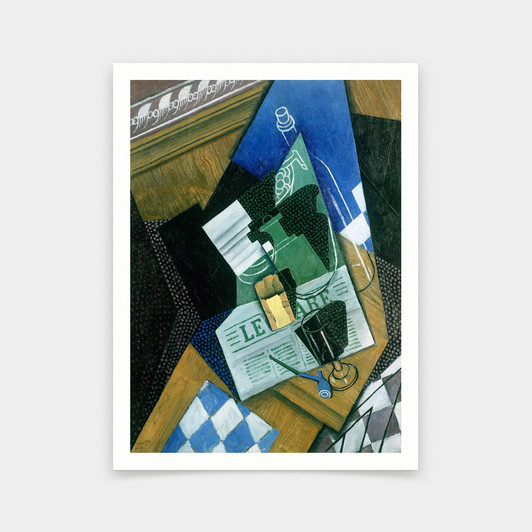 Juan Gris,Still Life with Water Bottle, Bottle and Fruit Dish, 1915,Abstract art,art prints,Vintage art,canvas wall art,famous art,V6282