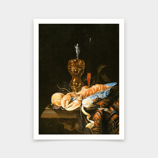 Jurian van Streeck or Streek,A Still Life With A Lobster In A Delft Bowl Oil Photograph,art prints,Vintage art,canvas wall art,V6293