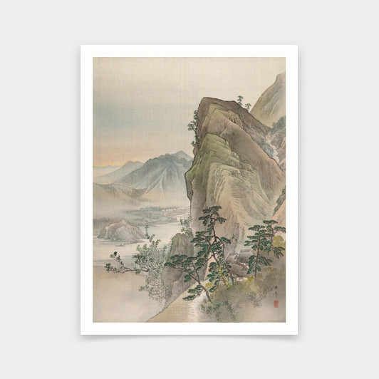 Kawabata Gyoku,The cottage at the foot of the mountain,Japanese scenery,art prints,Vintage art,canvas wall art,famous art prints,V6300