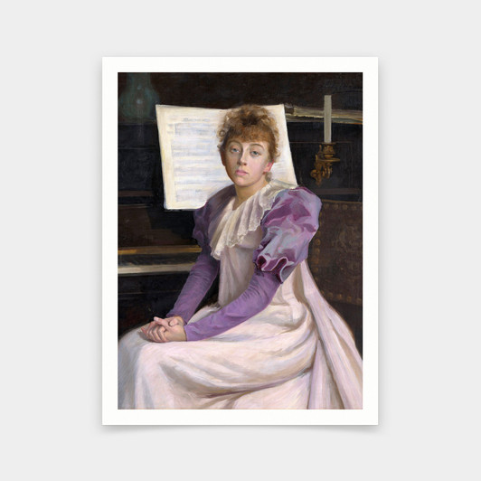 Lily Wrangel,Ragnhild Juel,Girl in purple dress,art prints,Vintage art,canvas wall art,famous art prints,V6323