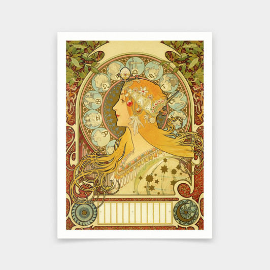Alphonse Marie Mucha,Zodiac,art prints,Vintage art,canvas wall art,famous art prints,V5289