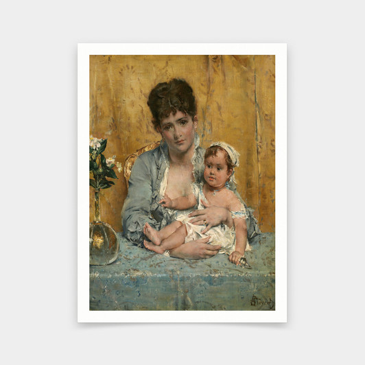 Alfred Stevens,mother And Child,art prints,Vintage art,canvas wall art,famous art prints,V5274
