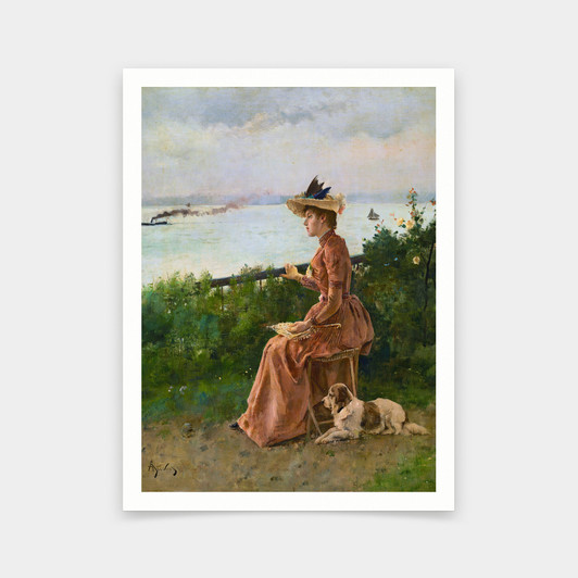 Alfred Stevens,By the sea,art prints,Vintage art,canvas wall art,famous art prints,V5271
