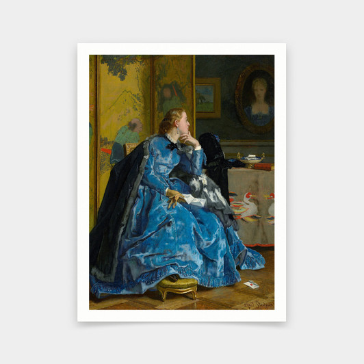 Alfred Stevens,a Duchess ,the Blue Dress,art prints,Vintage art,canvas wall art,famous art prints,V5270