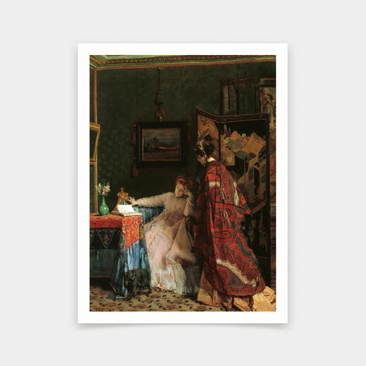 Alfred Emile Stevens,The Visit, Before 1869,art prints,Vintage art,canvas wall art,famous art prints,V5261
