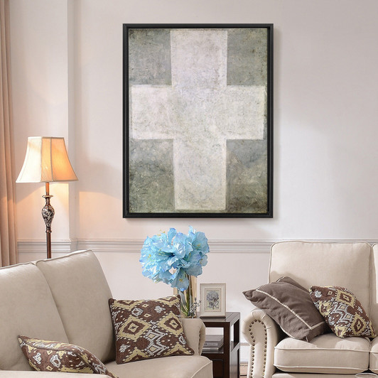 Kazimir Malevich,White Suprematist Cross, 1921,large wall art,framed wall art,canvas wall art,large canvas, M6301