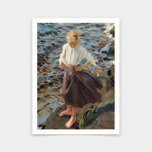 Akseli Gallen-Kallela,A Girl Standing in the Wind,art prints,Vintage art,canvas wall art,famous art prints,V5232
