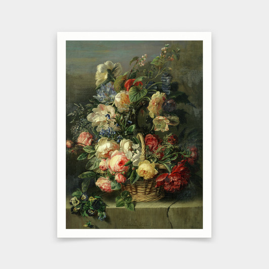 Adriana Johanna Haanen,An abundant still life of flowers,art prints,Vintage art,canvas wall art,famous art prints,V5229