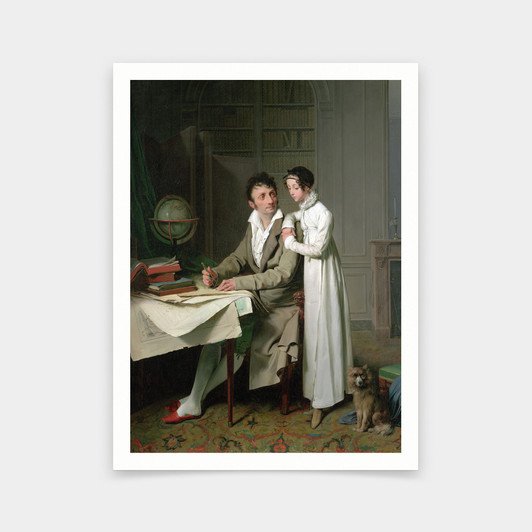 Louis-Leopold Boilly,The Geography Lesson, Portrait of Monsieur Gaudry and His Daughter, 1812,art prints,Vintage art,canvas wall art,V6339
