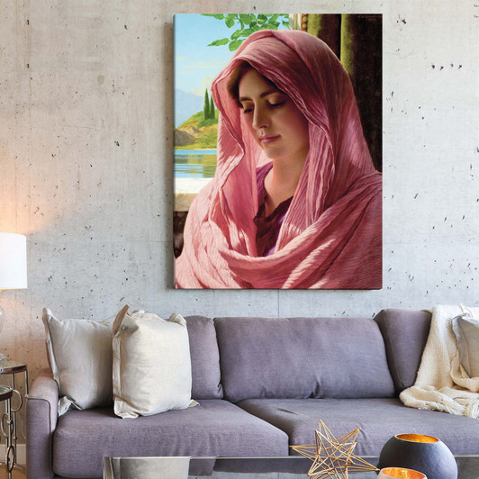 John William Godward,Pyrallis,Portrait of a beautiful girl wearing a headscarf,large wall art,framed wall art,canvas wall art,canvas,M6250