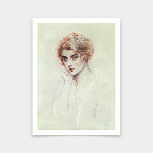 Paul Cesar Helleu,The Artists Daughter Drawing,art prints,Vintage art,canvas wall art,famous art prints,V6513