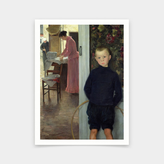 Paul Mathey,Interior with Women and a Child,art prints,Vintage art,canvas wall art,famous art prints,V6551