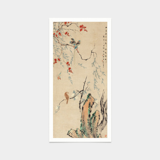Hua yan,Willow and Kingfisher,Chinese Birds And Flowers prints,japanese print,art prints,Vintage art,canvas wall art,famous art prints,V7423