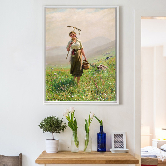 Hans Dahl,A Young Woman in the Meadow, 1894,large wall art,framed wall art,canvas wall art,large canvas,M5928