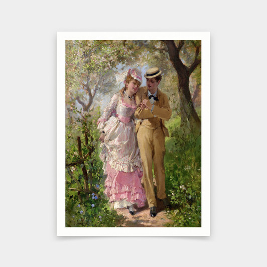 Philippe Jacques Linder,Autumn,Lovers walking,art prints,Vintage art,canvas wall art,famous art prints,V6580