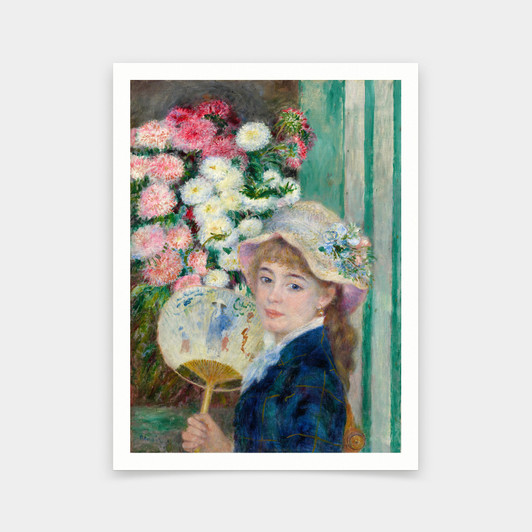 Pierre Auguste Renoir,A French Girl with a Fan,art prints,Vintage art,canvas wall art,famous art prints,V6582