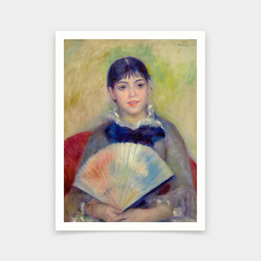 Pierre Auguste Renoir,Young girl with a Fan,art prints,Vintage art,canvas wall art,famous art prints,V6628