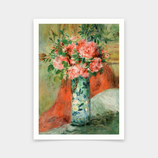 Pierre-Auguste Renoir,Roses and Peonies in a Vase,art prints,Vintage art,canvas wall art,famous art prints,V6642