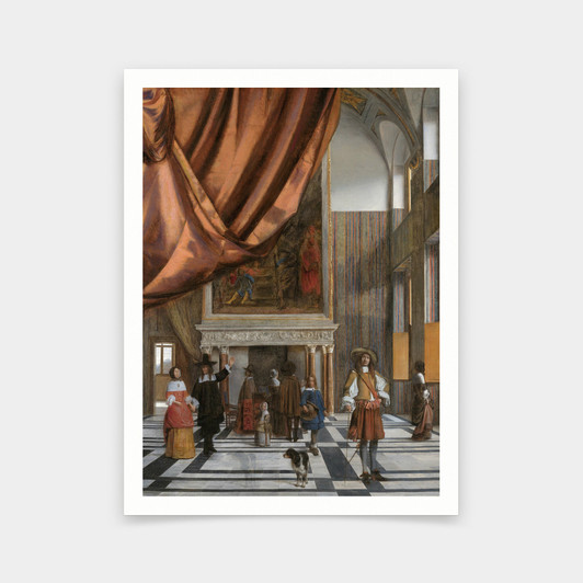 Pieter de Hooch,The Council Chamber in Amsterdam Town Hall,art prints,Vintage art,canvas wall art,famous art prints,V6645