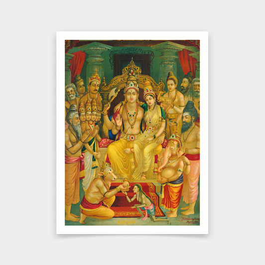 Raja Ravi Varma,Prassana Shankar,Hindu painting,art prints,Vintage art,canvas wall art,famous art prints,V6672