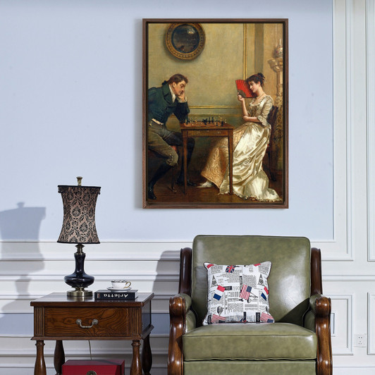 George Goodwin Kilburne,A Game of Chess,large wall art,framed wall art,canvas wall art,large canvas,M5791