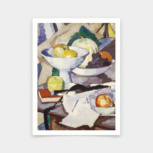 Samuel John Peploe,Still Life with Melon,Compote and fruit,art prints,Vintage art,canvas wall art,famous art prints,V6715