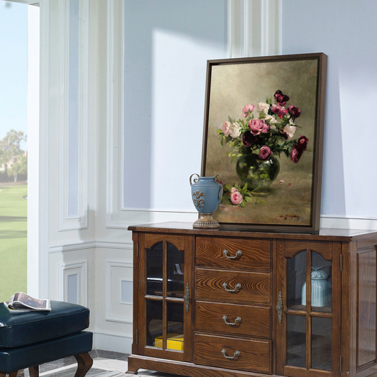 Eva Gonzales,Vase of Roses, 1870,large wall art,framed wall art,canvas wall art,large canvas,M5664