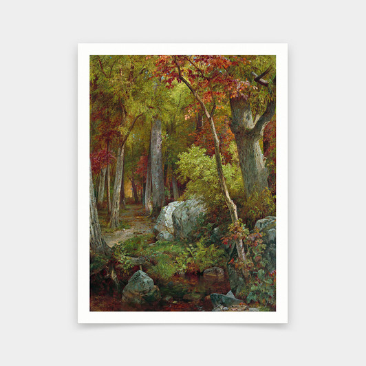 William Trost Richards,autumn forest landscape,art prints,Vintage art,canvas wall art,famous art prints,October,V6901