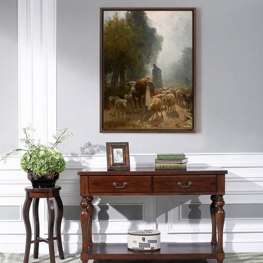 Constant Troyon,going To Market On A Misty Morning,large wall art,framed wall art,canvas wall art,large canvas,M5526
