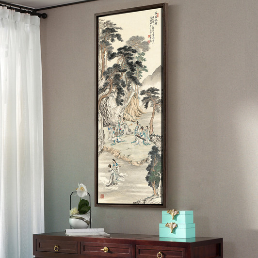 Xu Cao,Fairy on the island,Chinese beauty painting,Vertical Narrow Art,large wall art,framed wall art,canvas wall art,M844