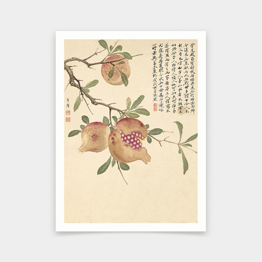 Xiang Shengmo,pomegranate,Chinese Flower Paintings,art prints,Vintage art,canvas wall art,famous art prints,V6919