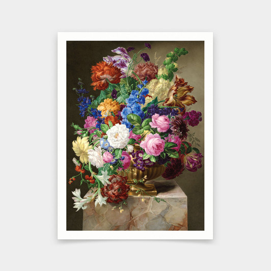 Joseph Nigg,Porcelain Painting Still Life of Flowers in a Vase1,art prints,Vintage art,canvas wall art,famous art prints,2V240