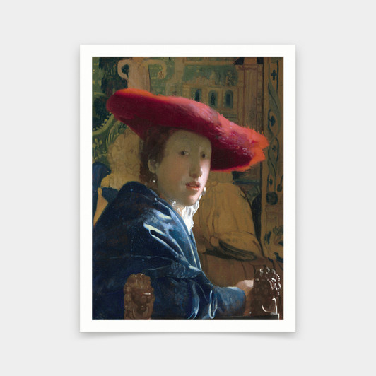 Johannes Vermeer,Girl with the Red Hat,art prints,Vintage art,canvas wall art,famous art prints,2V238