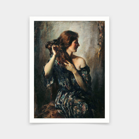 Henry Woodbridge Parton,Vanity,Woman combing hair,art prints,Vintage art,canvas wall art,famous art prints,2V226