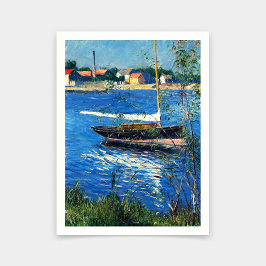 Gustave Caillebotte,Boat Moored on the Seine at Argenteuil,art prints,Vintage art,canvas wall art,famous art prints,2V207