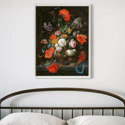Abraham Mignon,Still Life with Flowers and a Watch, 1679,large wall art,framed wall art,canvas wall art,large canvas,M5226