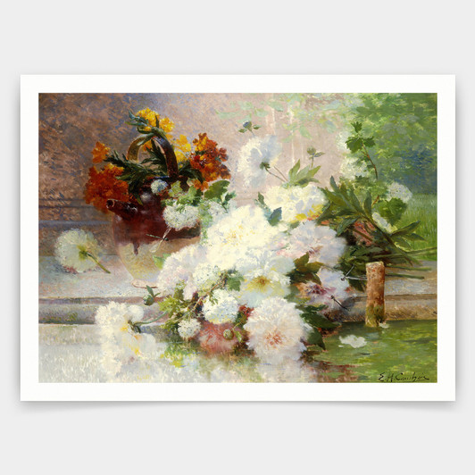 Eugene Henri Cauchois,A Still Life with Autumn Flowers,art prints,Vintage art,canvas wall art,famous art prints,V3677