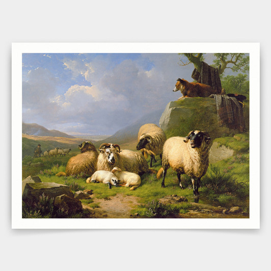 Eugene Joseph Verboeckhoven,Sheep In A Landscape, 1863,art prints,Vintage art,canvas wall art,famous art prints,V3687