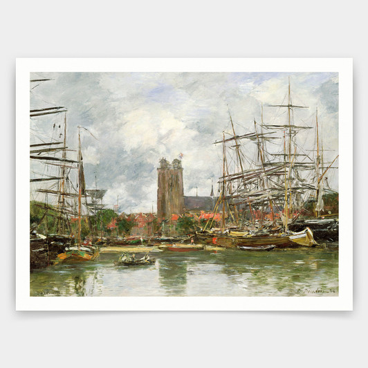 Eugene Louis Boudin,A French Port,art prints,Vintage art,canvas wall art,famous art prints,V3688