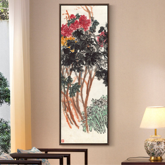 Wu Changshuo,Peonies and daffodils,Chinese Flower Painting,Vertical Narrow Art,large wall art,framed wall art,canvas wall art,M819