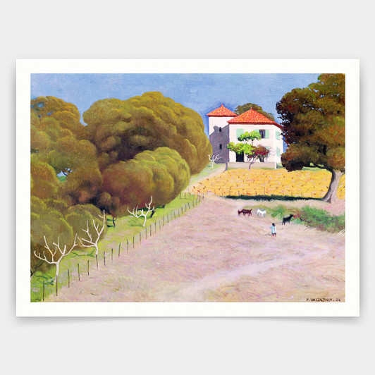 Felix Edouard Vallotton,The House with the Red Roof,art prints,Vintage art,canvas wall art,famous art prints,V3704