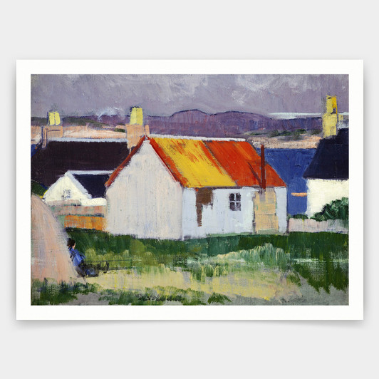 Francis Campbell Boileau Cadell,Iona Croft,small island house,art prints,Vintage art,canvas wall art,famous art prints,V3744