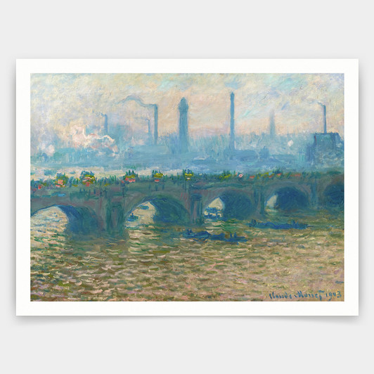 Claude Monet,Waterloo Bridge,Overcast,art prints,Vintage art,canvas wall art,famous art prints,V3491
